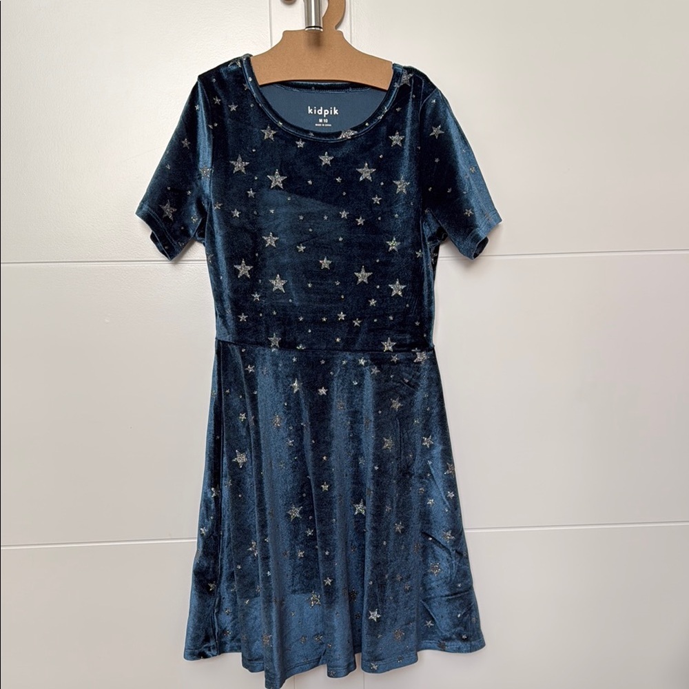 Kidpik Blue Fit and Flare Scoop Neck Dress